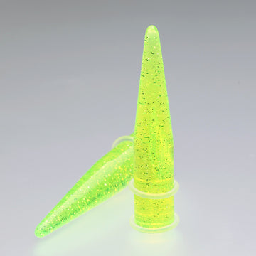 Detail View 1 of A Pair of Glitter UV Acrylic Taper-Green
